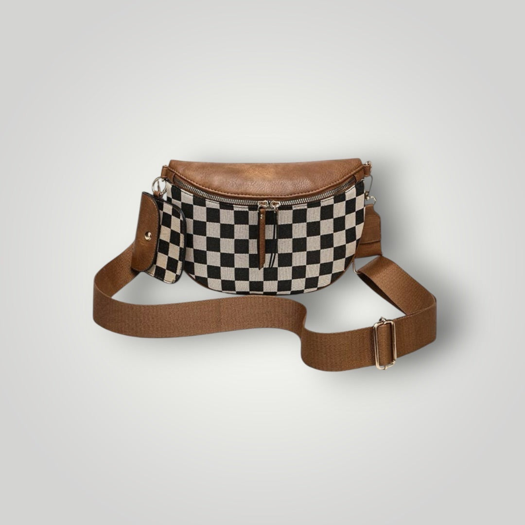 Brown/White Crossbody Zipper Women-Dresses/Rompers